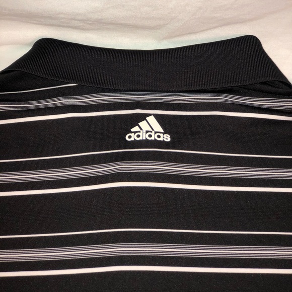 Men’s Adidas Pure Motion Striped Short Sleeve Polo Shirt Size XL Black - Picture 5 of 5